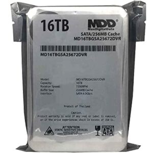 MDD 16TB 7200RPM 256MB Cache SATA 6.0Gb/s 3.5inch Internal Hard Drive for Surveillance Storage (MD16TGSA25672DVR) - 3 Years Warranty (Renewed)