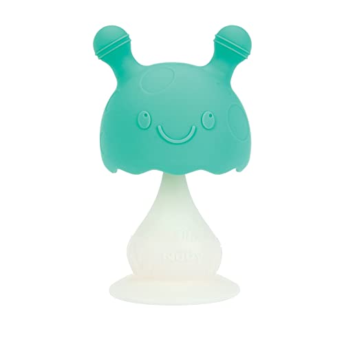 Nuby Super Soft Silicone Teether with Suction Base | Visually Stimulating and Easy to Grasp | Ideal for Infants 3 Months and Up, Soothing and Stimulating Gums