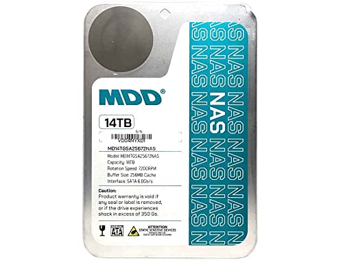 MDD (MD14TSATA25672NAS) 14TB 7200 RPM 256MB Cache SATA 6.0Gb/s 3.5" Internal NAS Hard Drive - 5 Years Warranty (Renewed)