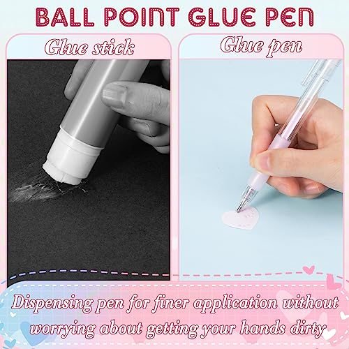 Lincia 12 Pcs Ball Point Glue Pen Easy Control Glue Pens for Crafting Liquid Fabric Glue Pen with 12 Refills for Kids Scrapbook Card Making School Supplies DIY Art Drawing, 1 mm Tip, 6 Colors