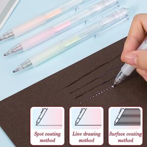 Lincia 12 Pcs Ball Point Glue Pen Easy Control Glue Pens for Crafting Liquid Fabric Glue Pen with 12 Refills for Kids Scrapbook Card Making School Supplies DIY Art Drawing, 1 mm Tip, 6 Colors