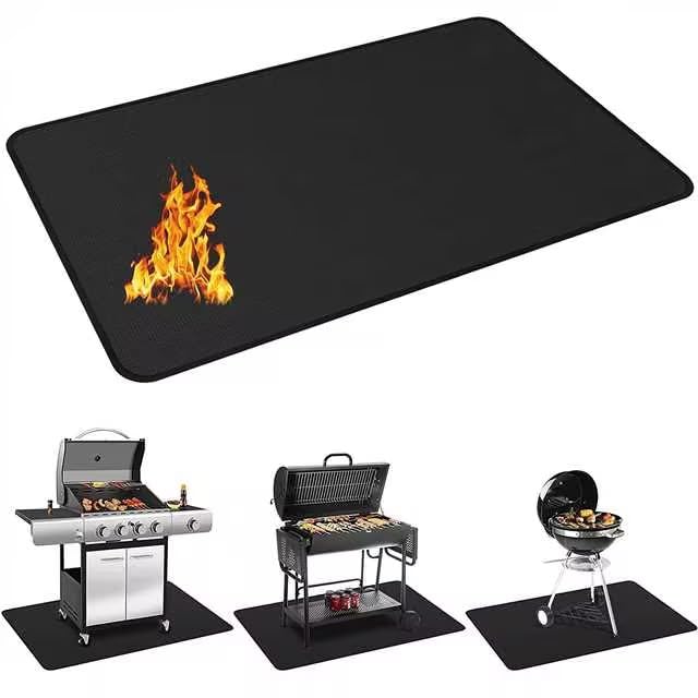 Protebox 48 x 30 inch Under Grill Mats for Outdoor Grill, Double-Sided Fireproof Deck and Patio Protector Mat, BBQ Mat for Under BBQ, Waterproof Oil-Proof Grill Floor Pads Fire Pit Mat Fireplace Mat