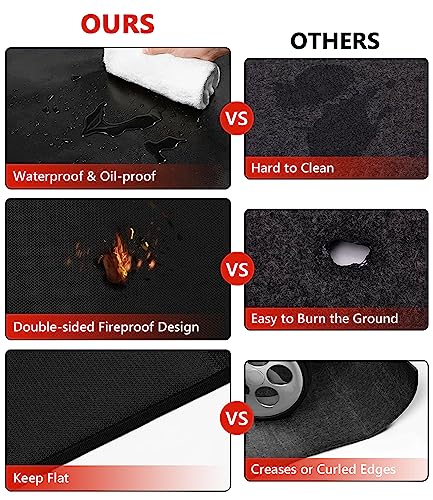 Protebox 48 x 30 inch Under Grill Mats for Outdoor Grill, Double-Sided Fireproof Deck and Patio Protector Mat, BBQ Mat for Under BBQ, Waterproof Oil-Proof Grill Floor Pads Fire Pit Mat Fireplace Mat