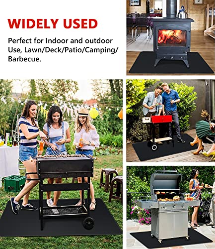 Protebox 48 x 30 inch Under Grill Mats for Outdoor Grill, Double-Sided Fireproof Deck and Patio Protector Mat, BBQ Mat for Under BBQ, Waterproof Oil-Proof Grill Floor Pads Fire Pit Mat Fireplace Mat