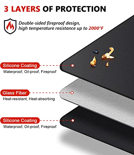 Protebox 48 x 30 inch Under Grill Mats for Outdoor Grill, Double-Sided Fireproof Deck and Patio Protector Mat, BBQ Mat for Under BBQ, Waterproof Oil-Proof Grill Floor Pads Fire Pit Mat Fireplace Mat