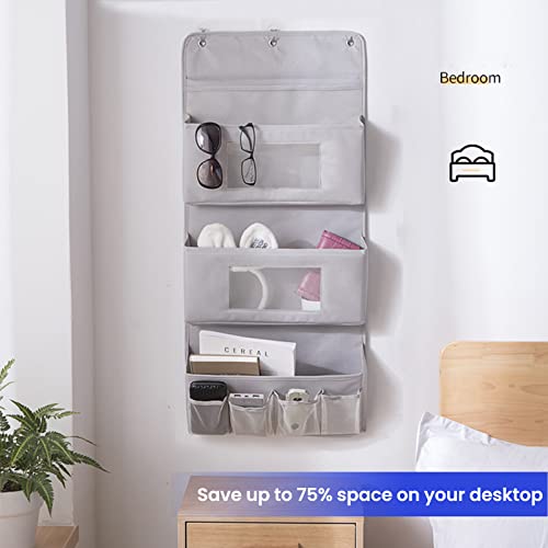 1 Pack Over the Door Organizer, heylad 35.2lbs Load Closet Door Organizer Hanging, Swing-proof Diaper Organizer Storage with 4 Big Pockets 4 Side Mesh Pockets for Nursery Newborn Baby Essentials Stuff