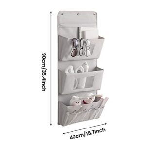 1 Pack Over the Door Organizer, heylad 35.2lbs Load Closet Door Organizer Hanging, Swing-proof Diaper Organizer Storage with 4 Big Pockets 4 Side Mesh Pockets for Nursery Newborn Baby Essentials Stuff