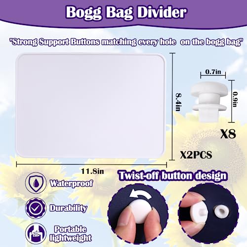 Mity rain Divider Tray Compatible with Bogg Bag/Simply Southern Tote, Accessories of Bogg Bag Original X Large as Divider and Snack Tray, Insert Tray Portable Lightweight with 5 Plastic Clips White