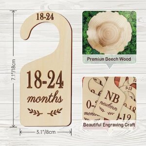 Zamwix Wooden Baby Closet Dividers - Double-Sided Closet Size Dividers from Newborn to 24 Months Baby Clothes Hanging Organizer