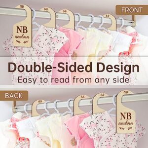 Zamwix Wooden Baby Closet Dividers - Double-Sided Closet Size Dividers from Newborn to 24 Months Baby Clothes Hanging Organizer