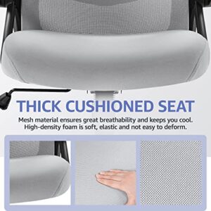 Yaheetech Executive Office Chair Ergonomic Desk Chair High Back Mesh Computer Chair with Lumbar Support Adjustable Armrest, Backrest and Headrest Swivel Chair for Manager Conference Room,Light Gray