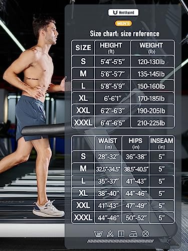 NORTHYARD Men's Running Athletic Shorts 5''/7'' Workout Gym Tennis Quick Dry Short for Active Training with Pockets COOLGREY-XL