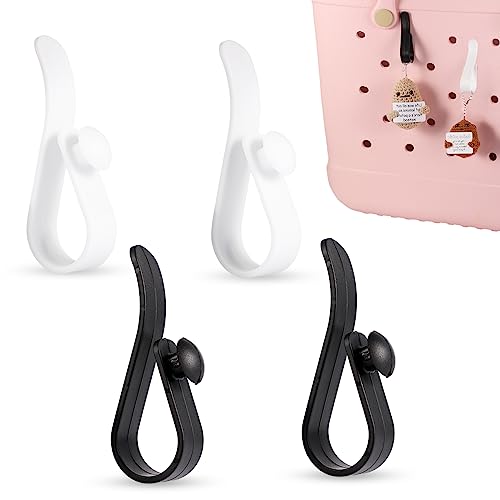 4pcs Hooks for Bogg Bags, Bag Hooks Compatible with Bogg Bag Beach Tote Bag Accessories for Bogg Bags Suitable for Bags Keychains Masks and Sunglasses (2 Black+2 White)