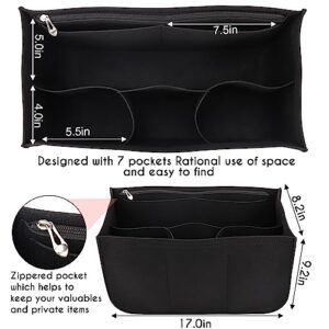 AIERSA Rubber Beach Bag Organizer Compatible with Bogg Bag/Simply Southern Tote, Felt Insert Divider Pouch with Zipper for Bogg Bags Accessories, with 7 Pocekets, Only for Original X Large Size -Black