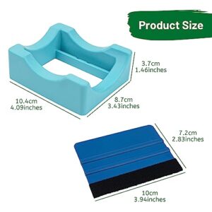 Omoojee Silicone Cup Cradle for Tumblers with Felt Edge Squeegee, Sublimation Tools for Crafts, for Applying Vinyl Decals Anti-Skidding Holders (Blue)