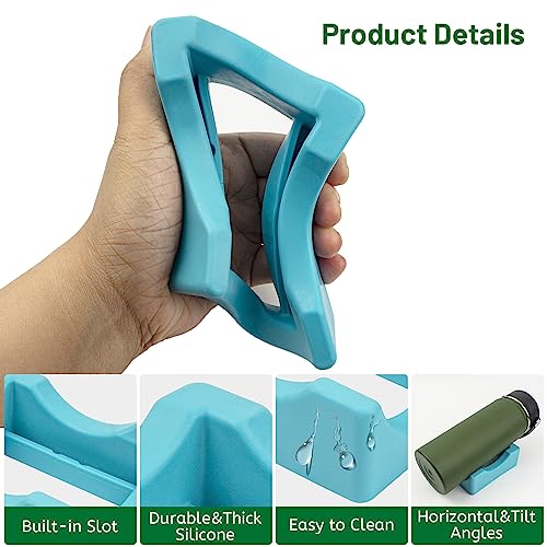 Omoojee Silicone Cup Cradle for Tumblers with Felt Edge Squeegee, Sublimation Tools for Crafts, for Applying Vinyl Decals Anti-Skidding Holders (Blue)