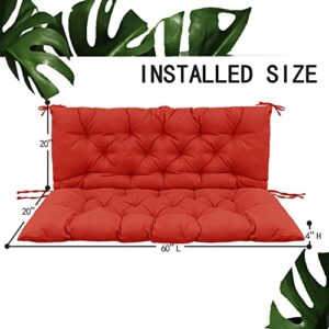 Yehotty Swing Cushion Replacement, Waterproof Porch Swing Cushion, 2-3 Seat Replacement Swing Seat Cushion with Backrest for Patio Garden Outdoor Furniture Cushions(40X60 INCH, Red)