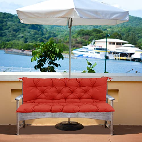 Yehotty Swing Cushion Replacement, Waterproof Porch Swing Cushion, 2-3 Seat Replacement Swing Seat Cushion with Backrest for Patio Garden Outdoor Furniture Cushions(40X60 INCH, Red)