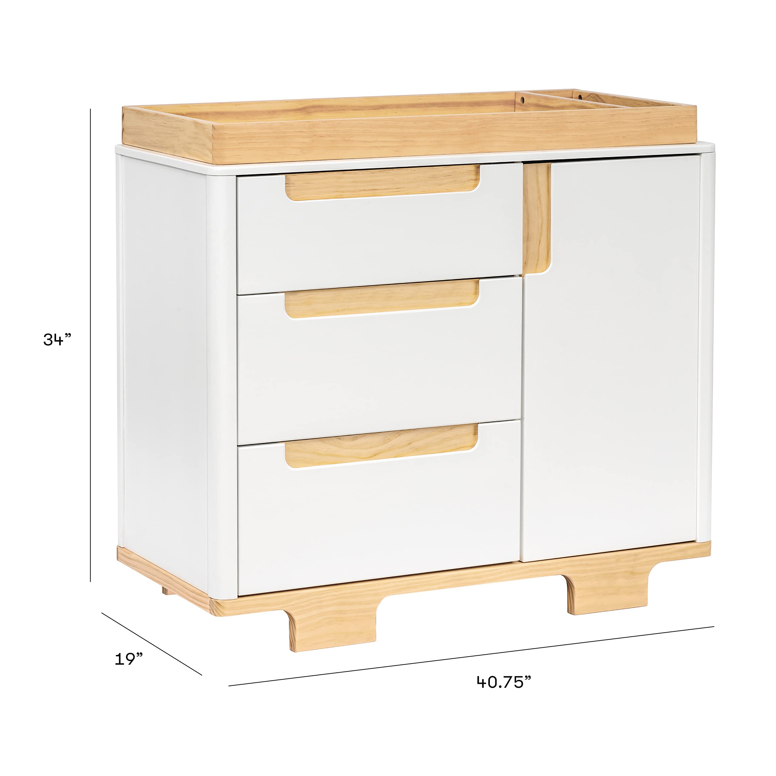 Babyletto Yuzu 3-Drawer Dresser in White and Natural, Greenguard Gold Certified