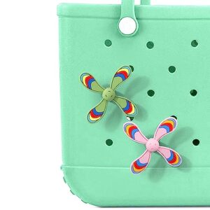 bsresin windmill charms compatible with bogg bag, pink+green pinwheel shape charms compatible with simply southern bogg bags