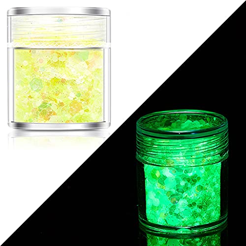 ✪ 18/24 Color Glitter Powder Sequins Luminous Holographic Chunky Glitter Sequins for Resin Crafts Filler Body Face Nail Art Decorations DIY Jewelry Making Filling Material