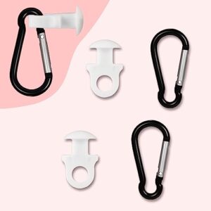 2PCS Keychain Hanger for Bogg Bag, Carabiner Key Holder Anti-Lost Quick Release Accessories for Bogg Bag Beach Tote Bag to Secure Keys Charms Water Bottles (2 White Buttons+2 Black Carabiners)