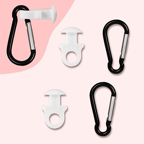 2PCS Keychain Hanger for Bogg Bag, Carabiner Key Holder Anti-Lost Quick Release Accessories for Bogg Bag Beach Tote Bag to Secure Keys Charms Water Bottles (2 White Buttons+2 Black Carabiners)