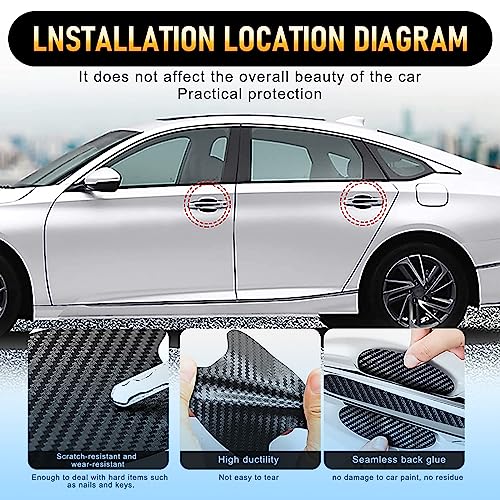 gunhunt 8 PCS Car Door Handle Scratch Protectors, Carbon Fiber Car Door Handle Cover Anti Scratch Car Stickers, Door Handle Cups Protective Film Door Bowl Sticker (Black)