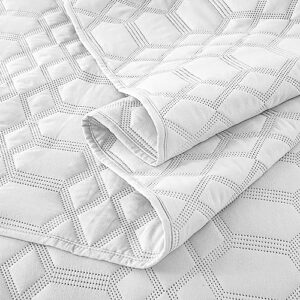 GREAGLE Quilts Queen Size, Full Size Lightweight Bedspread Coverlet Set with 2 Pillow Sham(20 x 26 in), (White, 90x90 Inches)