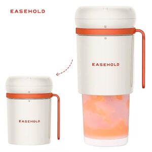 EASEHOLD Portable Blender, Personal Blender for Shakes, Mini Blender USB Magnetic Rechargeable, Travel Juicer Cup with Ultra Sharp 4 Blades, BPA-Free 10.5oz To-Go Fruit Mixer for Office, Sports, Gym