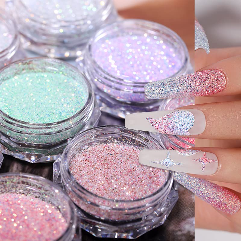 Nail Glitter Powder Sparkle Holographic Sequins Flakes Ice Queen Mermaid Nail Art Crystal Diamond Powder Dust for Women Girls Nail Art Decoration/Face/Body/DIY Crafting (01)