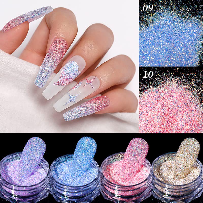 Nail Glitter Powder Sparkle Holographic Sequins Flakes Ice Queen Mermaid Nail Art Crystal Diamond Powder Dust for Women Girls Nail Art Decoration/Face/Body/DIY Crafting (01)