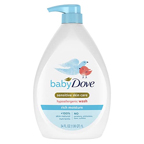 Baby Dove Sensitive Skin Care Baby Wash For Baby Bath Time Rich Moisture Tear-Free and Hypoallergenic 34 oz