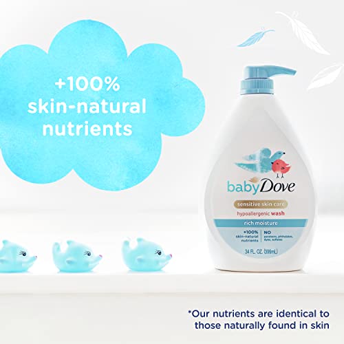 Baby Dove Sensitive Skin Care Baby Wash For Baby Bath Time Rich Moisture Tear-Free and Hypoallergenic 34 oz