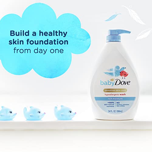 Baby Dove Sensitive Skin Care Baby Wash For Baby Bath Time Rich Moisture Tear-Free and Hypoallergenic 34 oz