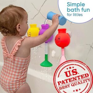 Bath Toys for Toddlers 1-3, Popular Toddler Bath Toys Age 3-4-5 with 3 Unique Water Sprinkling Patterns, Includes Beaker, Tube & Sprinklers - Baby Silicone Suction Toys & Kids Bubble Bath -Patented-