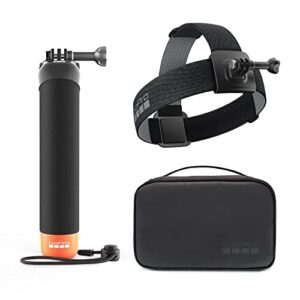gopro adventure kit 3.0 (head strap 2.0 + clip, the handler (floating hand grip), and compact case) - official accessory