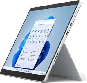 microsoft surface pro 8 tablet, lte, intel i5-1145g7, 16gb ram, 256gb ssd, intel uhd graphics, 13" touchscreen display, windows 11 pro laptop computer, platinum, eip-00001 (renewed)