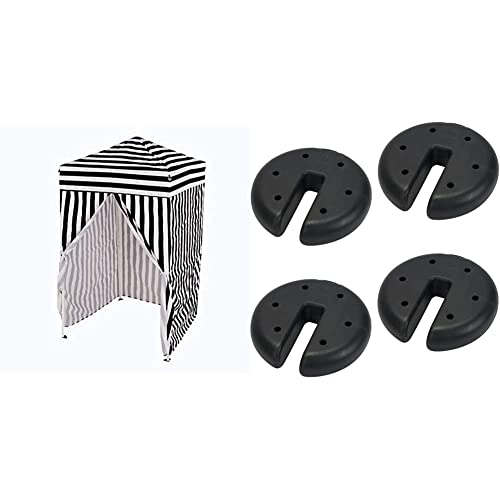 Impact 4'x4' Pop up Changing Dressing Room, Black and White & Quik Shade Set of 4 Heavy Duty Weight Plates for Securing Instant and Pop-Up Canopies and Tents