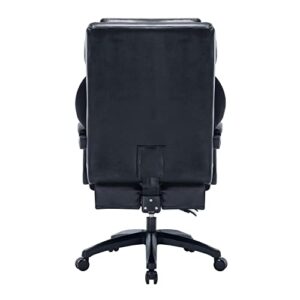 Sumeimics 400lbs Big and Tall Office Chair Bonded Leather Heavy Duty Office Executive Chair Reclining Office Chair with Footrest (Black)