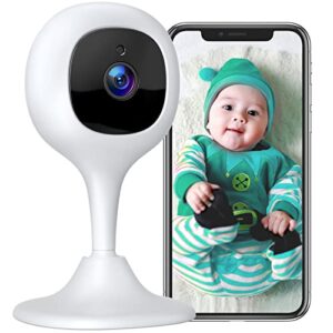 baby monitor with camera, pet camera with 2-way talk, motion tracking, motion and sound detection, 1080p home security cam for dog/cat/baby/elder/nanny, compatible with alexa, white