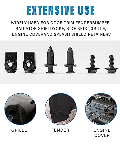 Zlirfy 35PCS Engine Under Cover Splash Shield Guard Body Bolts Screws,Bumper Fender Liner Push Retainer Fastener Rivet Clips,Bumper Clips Extruded U-Nuts Kit,Replacement for G35 G37 FX35 FX45