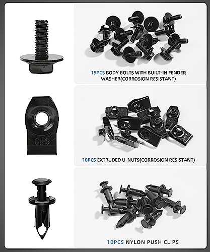 Zlirfy 35PCS Engine Under Cover Splash Shield Guard Body Bolts Screws,Bumper Fender Liner Push Retainer Fastener Rivet Clips,Bumper Clips Extruded U-Nuts Kit,Replacement for G35 G37 FX35 FX45