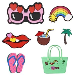 angilifan 6PCS Rubber Beach Bag Charm Accessories,Compatible with Bogg Pack Holes,Beach Bag Personalized Fashion Accessories (Package 2)