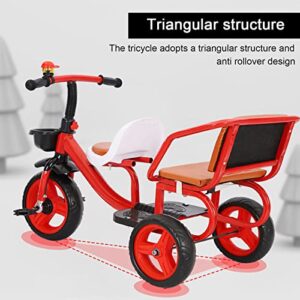 Tricycle with Passenger Seat,for Riders Ages 2+,Trike with Adjustable Handlebar and Seat,Carbon Steel Frame,Non-Skid Tyre,Outdoor Playground Equipment Tricycles (with Music and Lighting,Blue)