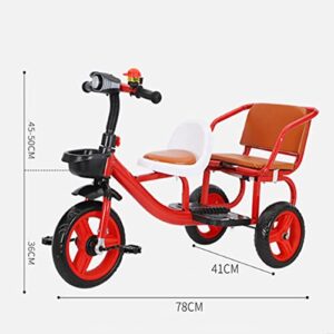 Tricycle with Passenger Seat,for Riders Ages 2+,Trike with Adjustable Handlebar and Seat,Carbon Steel Frame,Non-Skid Tyre,Outdoor Playground Equipment Tricycles (with Music and Lighting,Blue)