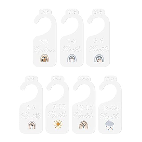 AYFFDIYI Baby Clothes Dividers,7PCS Acrylic Closet dividers Hanger separators,Baby Clothes dividers for Closet from Newborn to 24 Months,Clothes Hanging Organizers