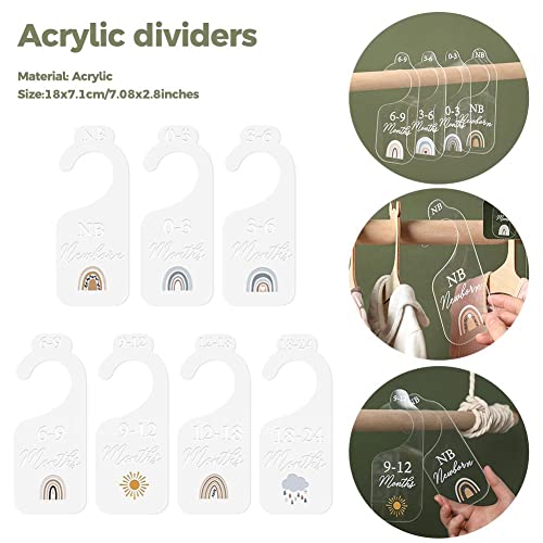 AYFFDIYI Baby Clothes Dividers,7PCS Acrylic Closet dividers Hanger separators,Baby Clothes dividers for Closet from Newborn to 24 Months,Clothes Hanging Organizers