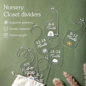 AYFFDIYI Baby Clothes Dividers,7PCS Acrylic Closet dividers Hanger separators,Baby Clothes dividers for Closet from Newborn to 24 Months,Clothes Hanging Organizers