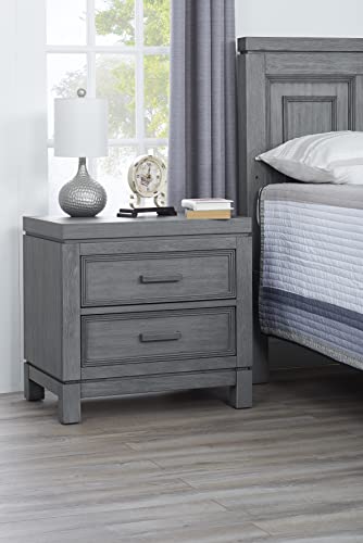 Soho Baby 40022520 Manchester Premium Soft Closing 2-Drawer Nightstand, Wire Brush Rustic Gray Finish